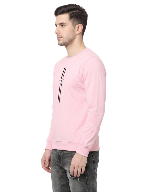Image of Full Sleeve Cotton T-Shirt for Men & Boys | Round Neck Casual Graphic Printed Tee | Regular Fit Comfortable Everyday Wear | Peace