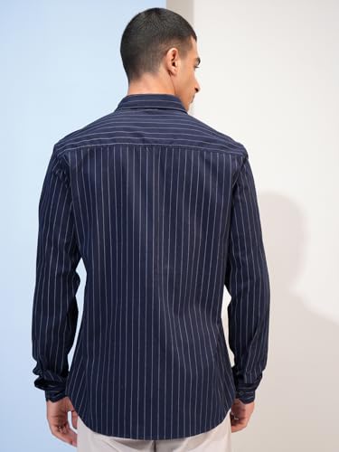 Image of Highlander Men's Slim Fit Striped Cotton Shirt | Full Sleeves | Everyday Wear Stylish Shirt for Men