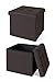 dibea Tabouret Pliable/Lin/Cube Pouf Coffre de Rangement pour Chien Marron 38 x 38 x 38 cm