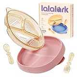 3-in-1 PPSU Baby Suction Plates with Spoon & Fork - Premium Bottle-Grade Silicone Divided Dishes, Stage-Based Self-Feeding Dinnerware 6M-3Y, BPA Free Odor & Stain Resistant, Microwave Dishwasher Safe