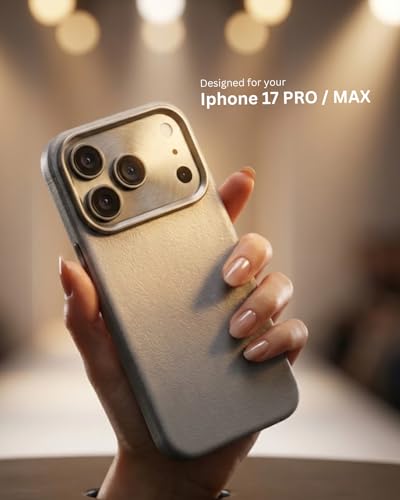 Image of SkynUp Linea Premium Leather Back Cover Case for iPhone 17 Pro | MagSafe Compatible | Grey