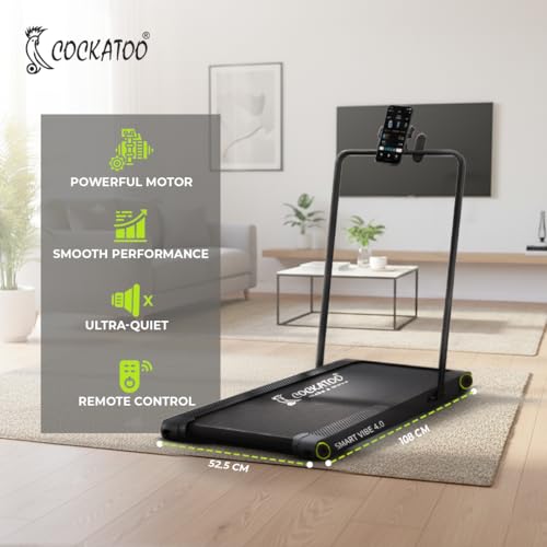 Image of Cockatoo Smart Vibe 4.0, 2 HP-4 HP Peak Vibration Walkpad Treadmill with Fat-Burning Massage Vibrator for Home, Max User Weight 120 Kg