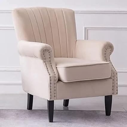 Image of Chair Armchair Single Sofa Chair for Small Apartments, Living Room or Bedroom Chair (Set of 2 Chairs) (Set of 2 Beige)