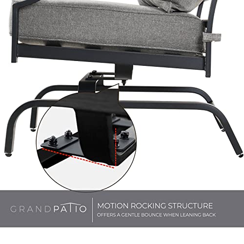 Grand Patio 4 Pieces Patio Furniture Set Outdoor Motion Steel Conversation Set With Olefin Cushions And Coffee Table, Dark Gray #TOP4