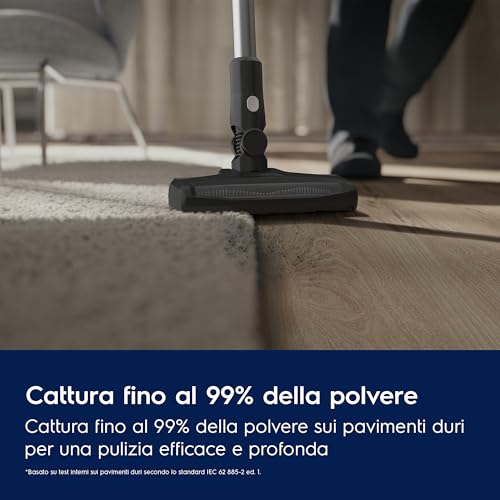 Electrolux Aspirapolvere Senza Filo, 40 min di Autonomia, EP31CB21GP, con Spazzola per Tappezzeria NozzleExtra 2 in 1 Anti-Acaro e Peli di Animale, Maneggevole, Facile Manutenzione, 80 dB, Grigio - Immagine 1