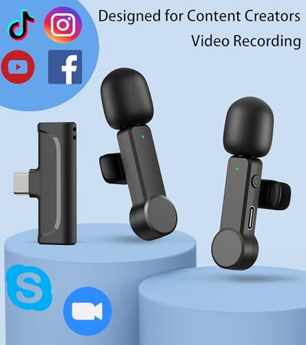 NPTCL Wireless Microphone for iPhone and Android Phones - 2 Pack Cordless Lavalier Lapel Microphone Noise Canceling Lav Mic for Video Recording Vlog TikTok Instagram — view 6