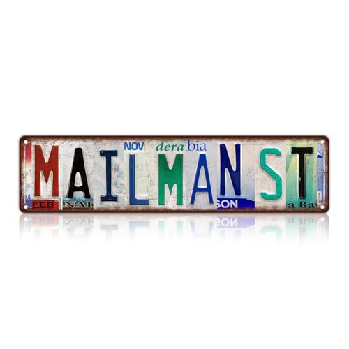 JBYMsign Vintage Mailman St Street Sign Wall Decor Metal Tin Signs