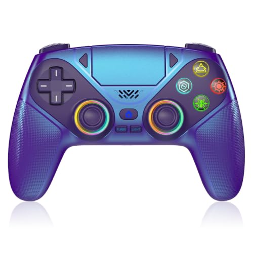 Image of Gamrombo RGB Wireless Controller for PS5 /PC - Bluetooth Gamepad with Turbo, Macro, Dual Vibration, 6-Axis Motion, 3.5mm Audio Jack & 1000mAh Battery