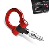 yorpyep 1 PC Car Front Bumper Tow Hook, European Thread Specifications Screw-on Racing Style Trailer Pull Ring, Rust-proof Heavy-duty Forged Auto Trailer Ring Eye Tow Hook Kit for Most Cars (Red)