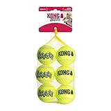 KONG – Squeakair Balls – Premium-Hundespielzeug, Quietschende Tennisbälle, Zahnschonend – Für Mittelgroße Hunde (6er–Pack)