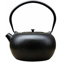67.6oz Cast Iron Teapot for Stovetop Safe, Black Chinese Tea Kettle with Stainless Steel Infuser for Loose Leaf, Heavy and Large Tea Pot for Induction Cooker, Teapot Enameled Interior