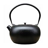 SECHUDO 67.6oz Cast Iron Teapot for Stovetop Safe, Black Japanese Tetsubin, 2000ml Tea Kettle with Stainless Steel Infuser for Loose Leaf, Tea Pot Coated with Enameled Interior