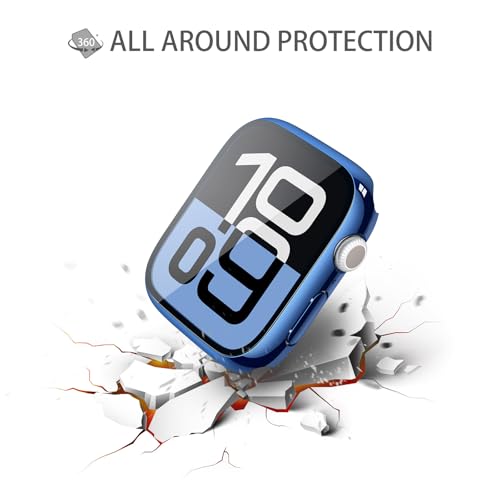 Image of Misxi Case with Screen Protector for 42mm Apple Watch Series 11 /10 | 2-Pack Cover with Tempered Glass for 11 /10, Scratch Resistant Sensitive Touch Protection, 1 Blue + 1 Transparent
