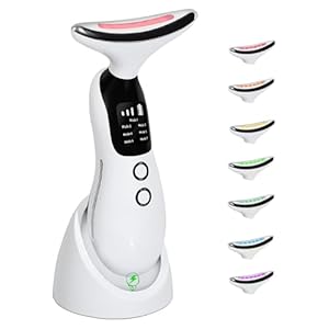Face Massager, Facial Lifting Device, Anti-Aging Neck Eye with 7 Colors 3 Modes, Skin Care, Anti-Wrinkle Device for Slimming Face【White】