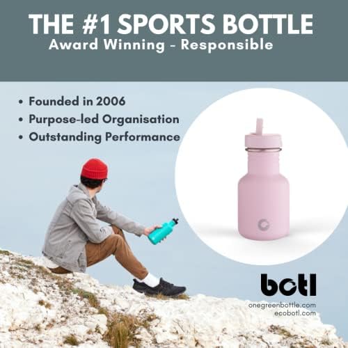 One Green Bottle  BOTL Tough Canteen Water Bottle with Matching Sports Cap, Stainless Steel Water Bottle, Non-Insulated, Single-Skinned Eco Bottle, 350ml (Blush Pink)