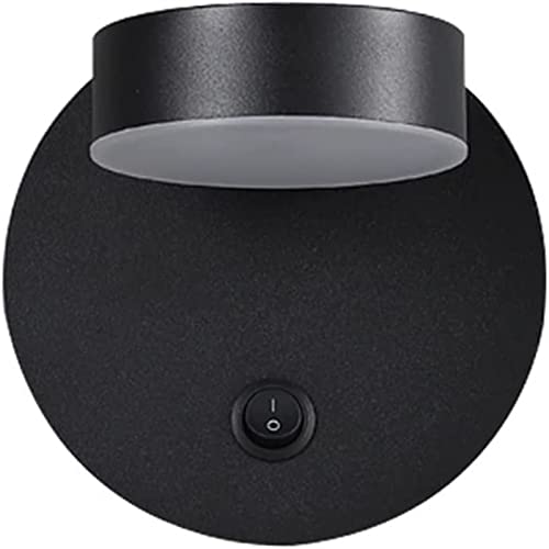 Aplique de pared negro LED de 7W moderno con interruptor giratorio