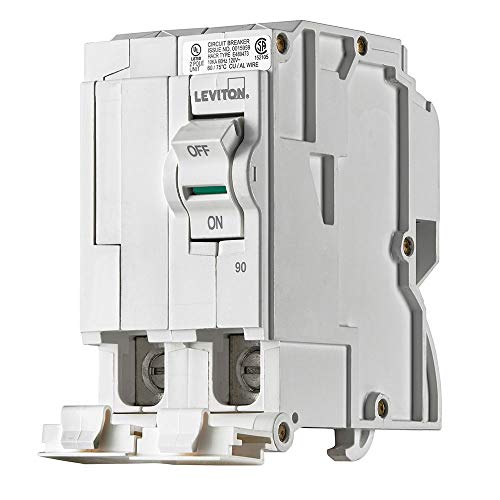 Leviton 90A 2-Pole Plug-On Standard Branch Circuit Breaker, Hydraulic Magnetic, 120/240 VAC, LB290, White by Leviton - Used condition - US$28.19