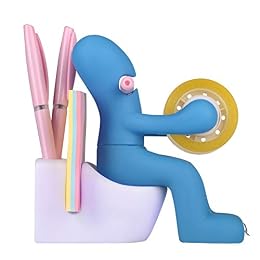 Funny Office Gift – Butt Station Desk Organizer with Tape Dispenser, Pen Holder, Sticky Note Slot & Paper Clip Tray – Unique Gag Gift for Coworker, Boss, or Friends (Blue)