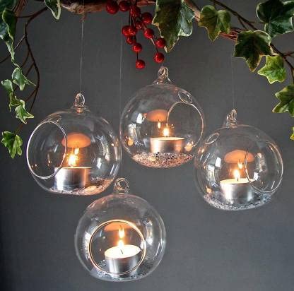 Virya Glass Hanging Planter, Tea Light Candle Holder (5 x 6, 4) 1