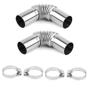 Edelstahl Abgasrohr Winkelverbinder 2 Stück, 25MM Autoheizung Auspuffrohr GasEntlüftungsschlauch Standheizung mit Zwei Edelstahlklammern, für Stromerzeuger Diesel Heizung