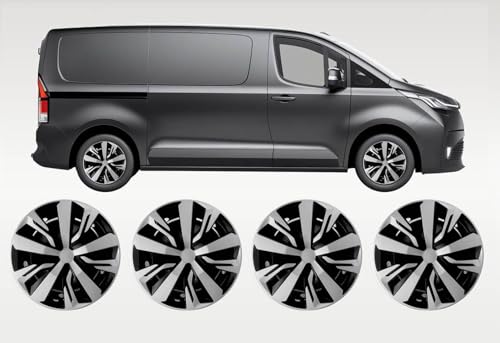 Darfox 16 Inch Wheel Trims Set of 4 – Fits Vauxhall Vivaro (2019 - onwards), Citroen Dispatch, Peugeot Expert – Hubcaps for Steel Wheels – ABS with Metal Ring (Mksb) (absb)