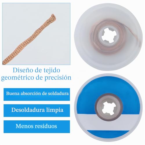 Miniatura 3 de Cable Desoldador No-Clean, Mechas Desoldadoras Mecha Para Soldar, Para Desoldar Mecha Para Quitar El Estaño De Soldadura Y Desmontar Componentes Eléctricos 2,5 Mm, 1,5 M