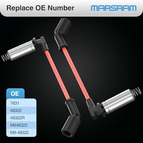 Marsram Spark Plug Wires 48322R Compatible for 1999-2019 Chevy Chevrolet GMC Cadillac Silverado Avalanche Suburban Tahoe Sierra Yukon 2003 2004 2005 2006 2007 2008 2009 2010 V8 Engine (8 PCS) Bent by Marsram - Image 3