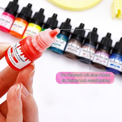 Caelura Farbpigmente für Gießpulver, Farbe Für Gießpulver, 12 Farben für Gips zum Gießen, DIY Produktion Zementbeschichtung Farbige Pigmente 5ML