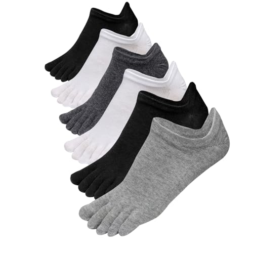 Soleeya 6 Paia Corti Calzini con Dita Separate Uomo 39-45, Multicolori Calze con Dita Separate Uomo Cotone Invisibili Calze Cinque Dita Taglio Basso Traspirante Calze con Dita Sport Yoga Pilates