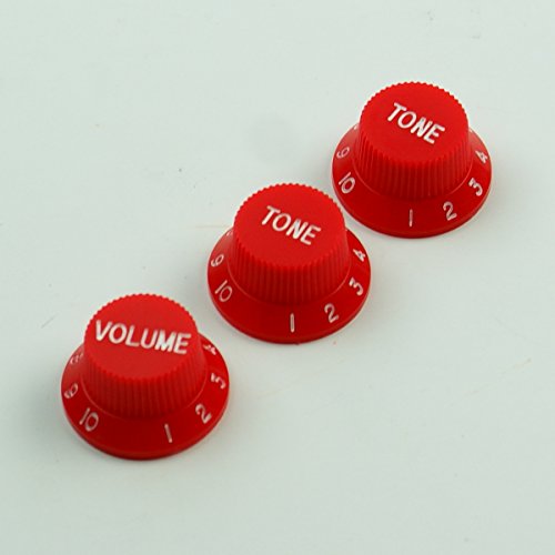 Set Of 3 Stratocaster Style Tone & Volume Guitar Control Knobs,Bright Red #TOP1