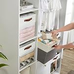 Storage Cubes, 4 Pack Linen Foldable Storage Bins (13 x 13 inch) with Clear Window and 2 Handles, Closet Organizers and Storage for Shelf Closet, Clothes, Books - (Gray and White) - Image 2
