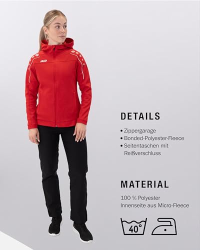 JAKO Damen Kapuzenjacke Classico, Rot, 44 – Ansicht 6