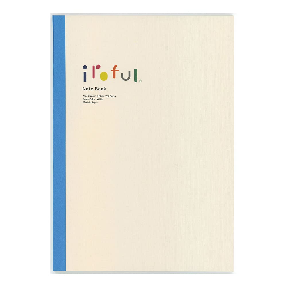 SAKAEテクニカルペーパー iroful 75 gsm Notebook, 8.27" x 5.85", 96 pages, Unruled, White, 1 pack (PI-A5NB-MW)