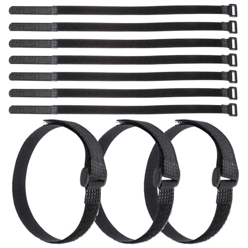 SHINEOFI Adjustable Nylon Yoga Strap Black 25pcs with Hook and Loop Fastener, Multipurpose Cord Cinch Strap Increases Stability during Movement and Tr