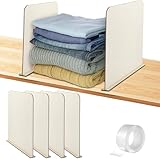 Vercraft 4 Pcs Wooden Shelf Dividers, Adhesive Closet Organizer with Tape Adjustable Cabinet Dividers Shelf Separators for Bedrooms Kitchens Offices Bathrooms Closet Bookshelf Storage Organization