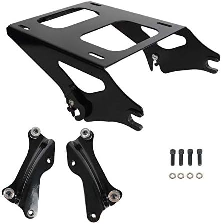 AUFER Two Up Mounting Bracket Luggage Rack with 4 Point Docking Hardware Kit Compatible with for Touring Road King Street Glide Road Glide Electra Glide Tour Pack Pak 2014-2023 Black