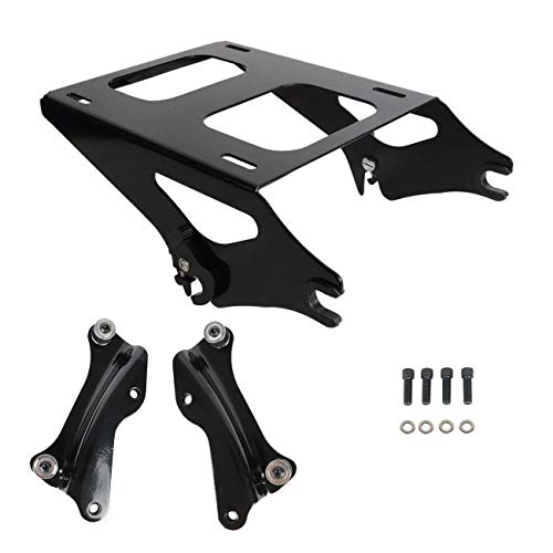 Aufer Two Up Mounting Bracket Luggage Rack With 4 Point Docking Hardware Kit Compatible With For Touring Road King Street Glide Road Glide Electra Glide Tour Pack Pak 2014-2023 Black #TOP5