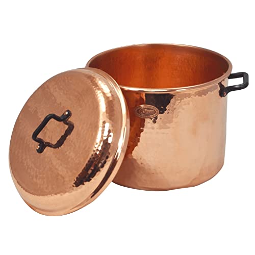 Produktfoto von Copper Garden Kupfertopf mit Deckel + Griffen aus Schmiedeeisen 8 L I Gehämmerter Kupferkochtopf aus blankem Kupfer:&hellip;
