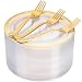 72 Pieces Gold Dessert Plates 7.5" & 72 Pieces Gold Disposable Forks 7.4", Clear Plastic Plates, Fancy Salad Plates and Appetizer Plates for all Holidays & Occasions
