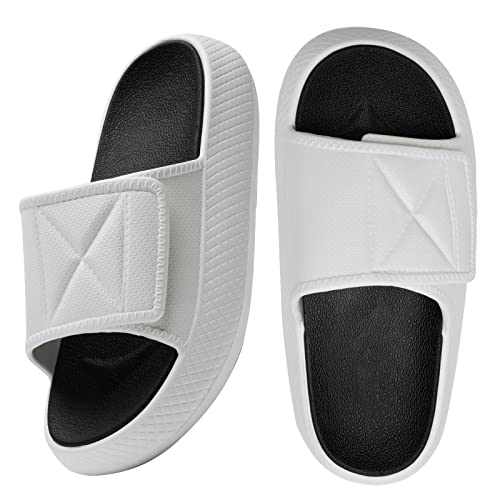 Badeschuhe Damen Badelatschen Wolkenschuhe Herren Slippers Sommer Cozy Slides Cloudyzz Schlappen Rutschfest Hausschuhe(Schwarz Weiß, 38/39EU) Cover