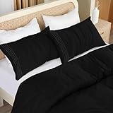 Utopia Bedding Funda Nordica Cama 105 - Microfibra Juego de Funda de Edredon 200x200 cm y 2 Bordado Fundas de Almohada 50x75 cm (Negro)