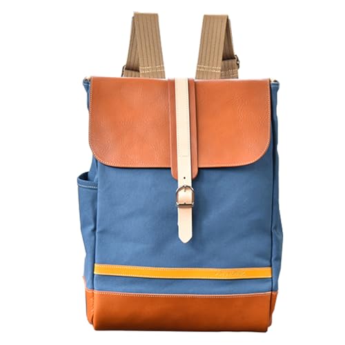 近江牛レザーと地産帆布で作ったフラップ付きリュック びわ湖ブルー[CC42W] 父の日 母の日 プレゼント 贈り物 ギフト