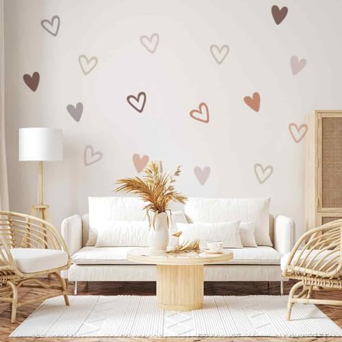 72 Stück Herzen Wandaufkleber, Selbstklebende Wandtattoo, Wandtattoo für das Kinderzimmer, Wandsticker mit Herzen, Boho-Stil-Aufkleber, für Kinderzimmer Babyzimmer