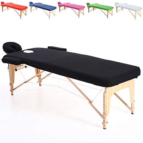 BELTOM Ensemble de Couverture en Coton pour Table de Massage 195 x 70 cm. - Noir