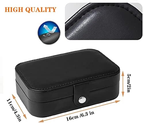 Jewellery Box Organiser Small Travel Jewelry Case PU Leather Jewelry Storage Case for Rings Earrings Necklace Bracelets Organizer Faux Leather Jewelry Gift Box Girls Women Mother Daughter, Black