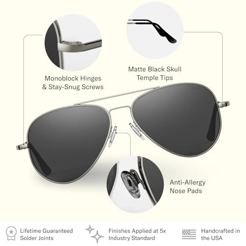 Randolph USA | Concorde Classic Aviator Sunglasses for Men or Women 100% UV4