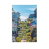BEAYODKP Berühmte Lombard Street, San Francisco, Kalifornien, USA，Home Office Küche Pub Club Cafe Bar Farm Restaurant Kollektion Metall Wanddekoration（15 x 30 cm） 6 x12 Zoll-AV11
