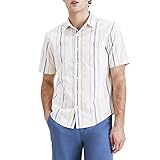 Dockers Men's Fit Short Sleeve Casual Shirt (Regular and Big & Tall), (New) (New) Golden Apricot-Laguna Stripe (Slub), 3X-Large Big