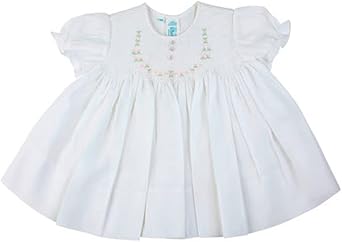 Feltman Brothers White Smocked Baby Dress with Embroidered Rosettes Newborn