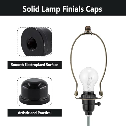 Image of 4PCS Solid Lamp Finials Caps Tapped, Knob On Top of The Harp Lampshade Stand, Harp Lamp Finial Knob, 1 /2 inch Tall, Black